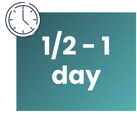 medium clock showing the words half day to 1 day