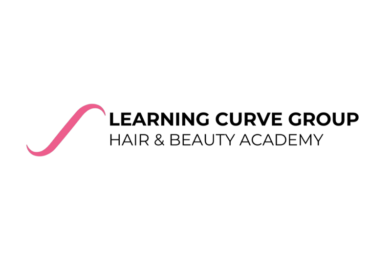 Learning Curve Group logo, which is the business text beside a curving pink stripe