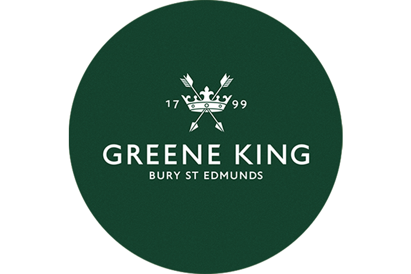 Greene King logo with white text on dark green logo